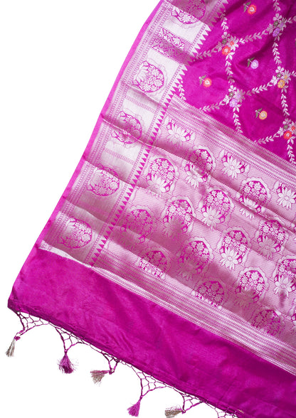 Fuchsia Pink Warm Silk Banarasi Minakari Jaal Saree
