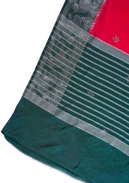 Rani Red Handloom Banarasi Matka Silk Saree