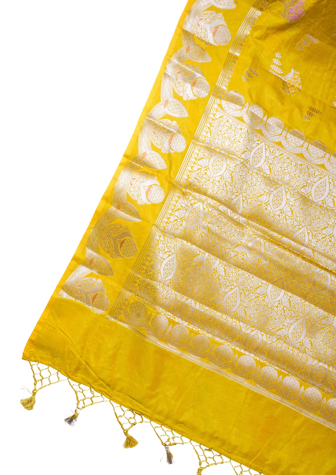 Yellow Warm Silk Banarasi Minakari Buta Saree
