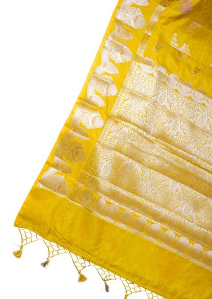 Yellow Warm Silk Banarasi Minakari Buta Saree