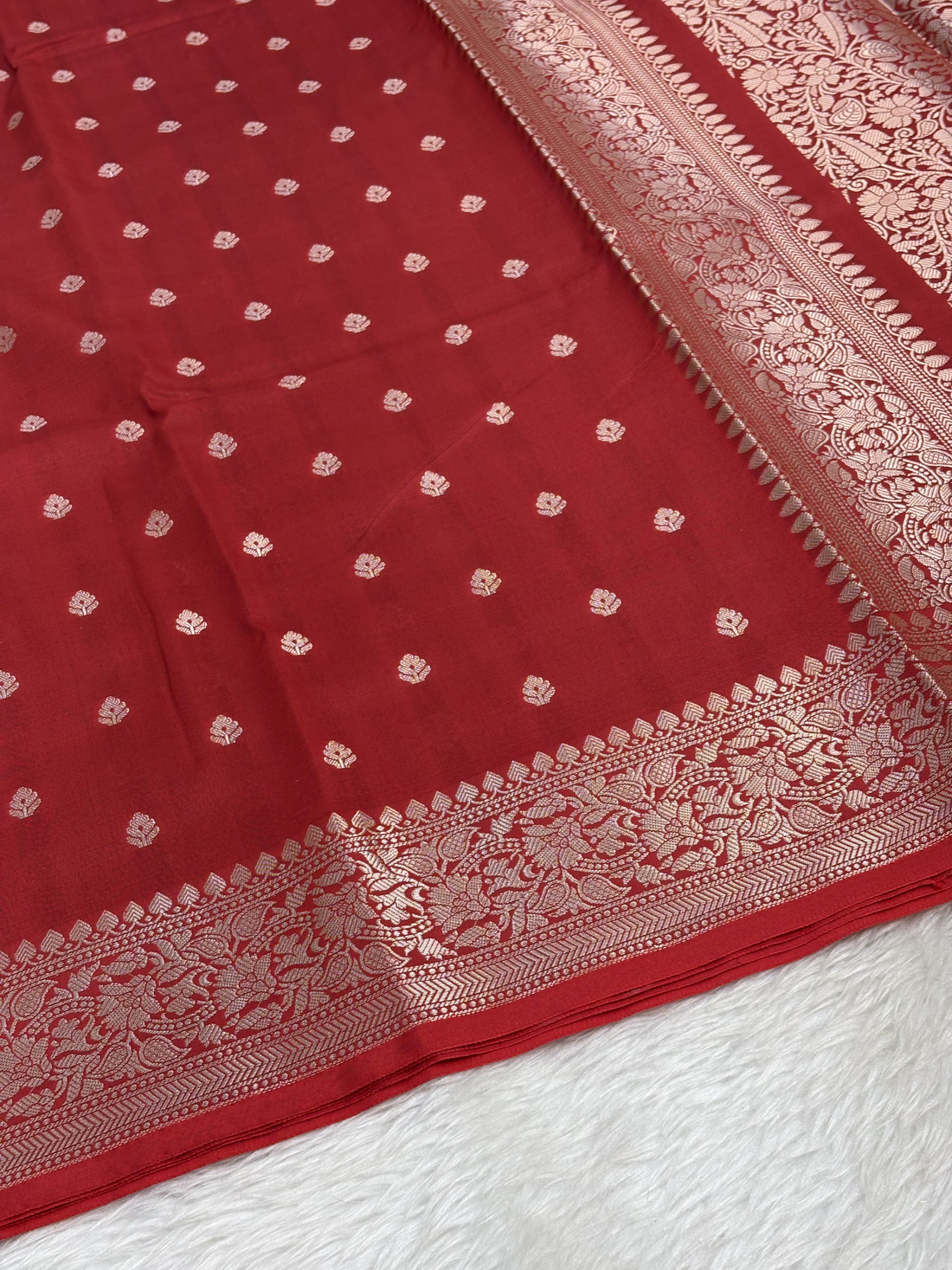 Royal Red Katan Silk Banarasi Buti Saree