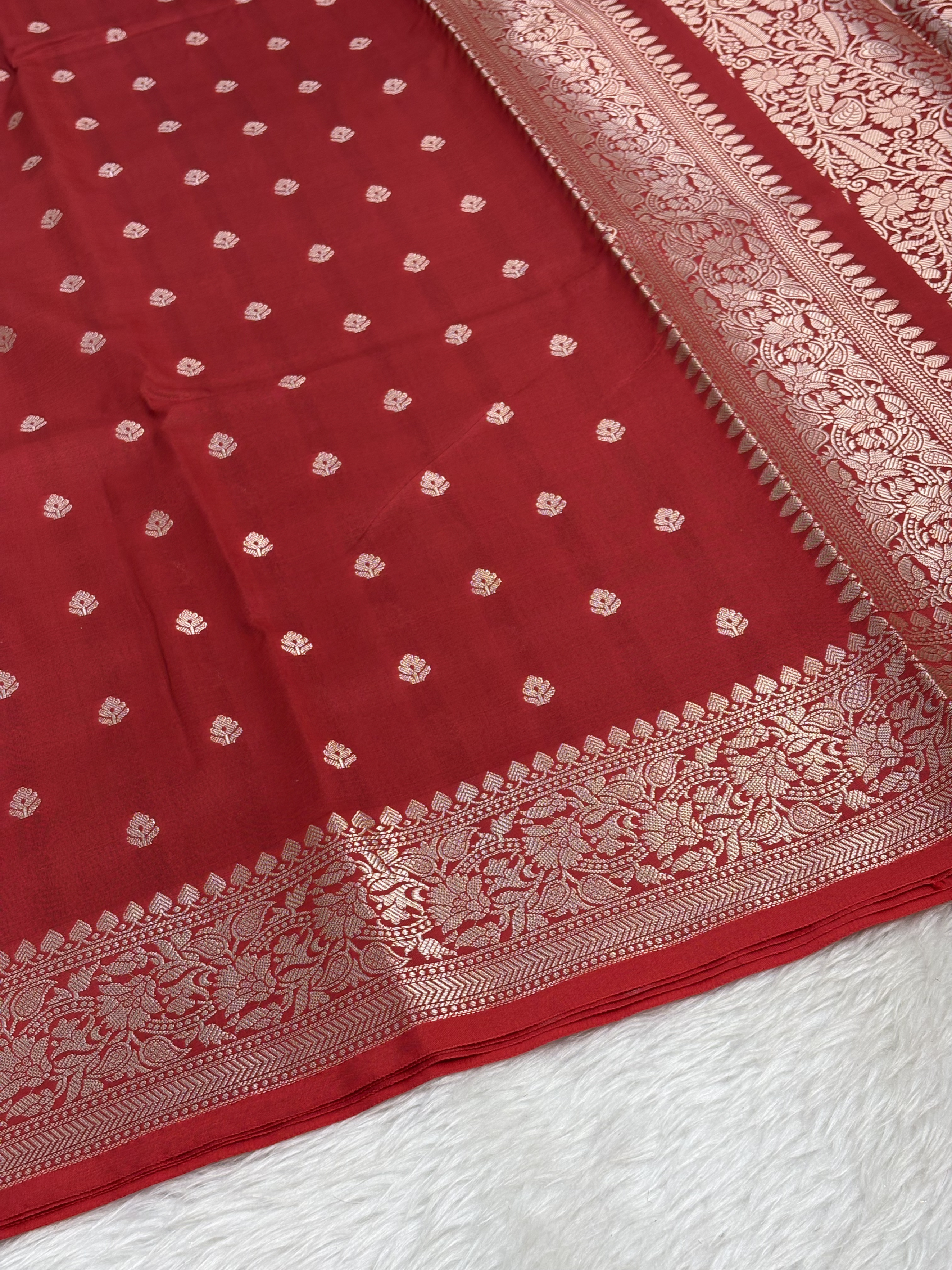Royal Red Katan Silk Banarasi Buti Saree
