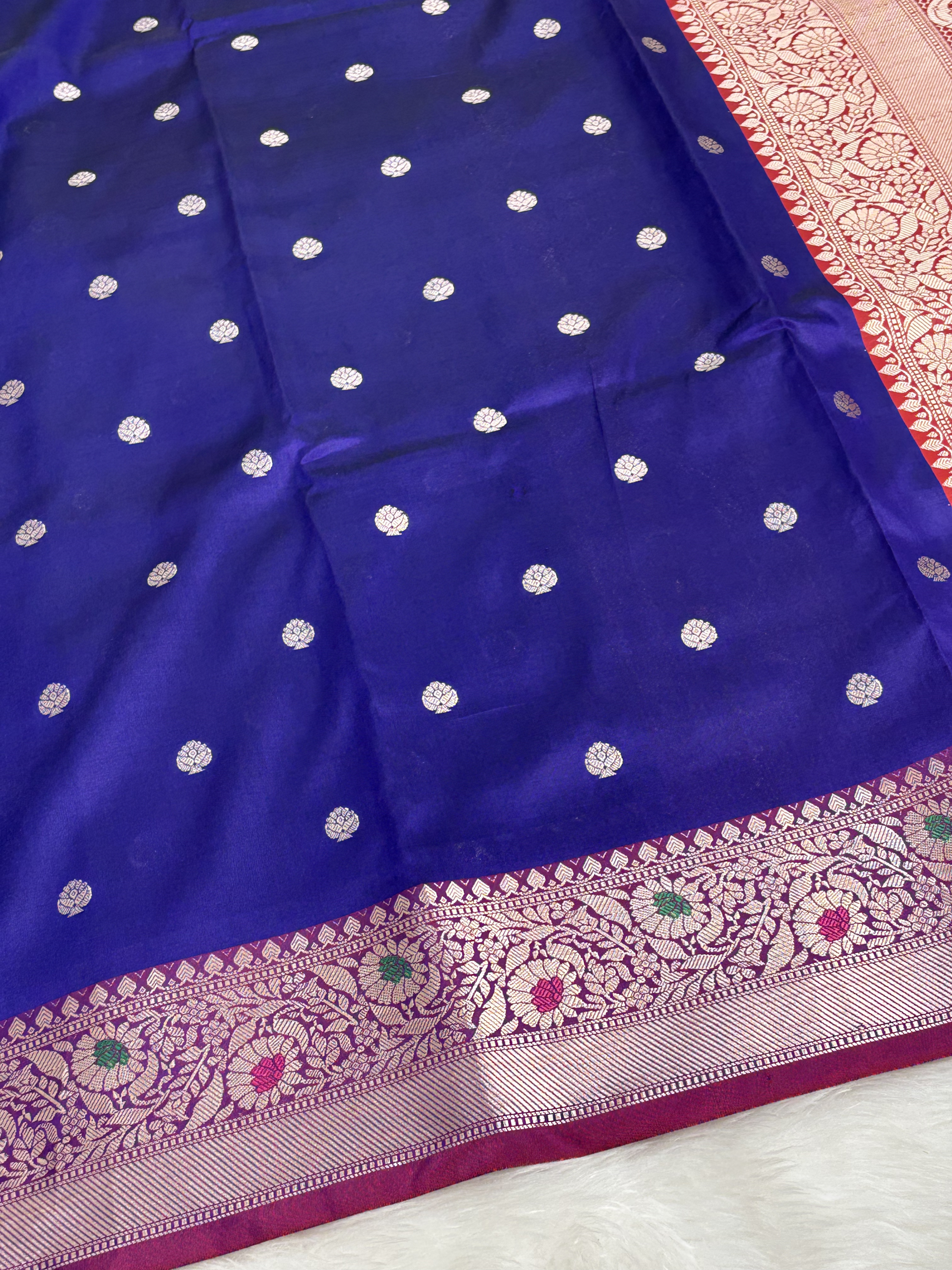 Royal Amethyst Purple Banarasi Minakari Border Katan Silk Buti Weaving Saree