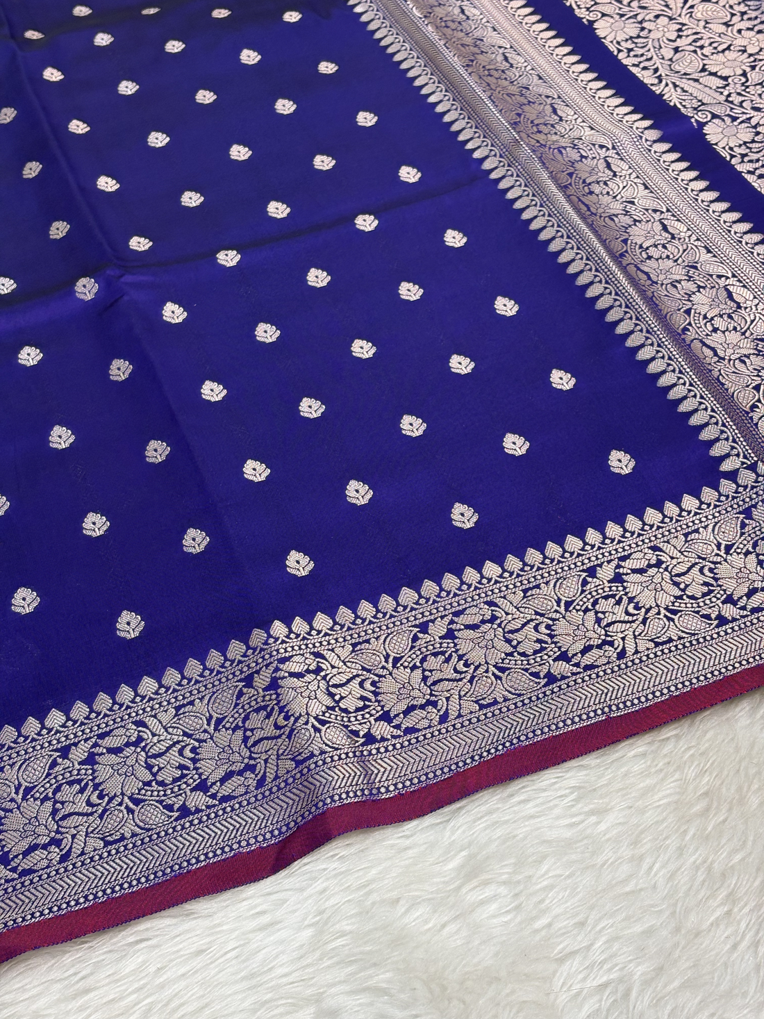 Royal Blue Katan Silk Banarasi Buti Saree
