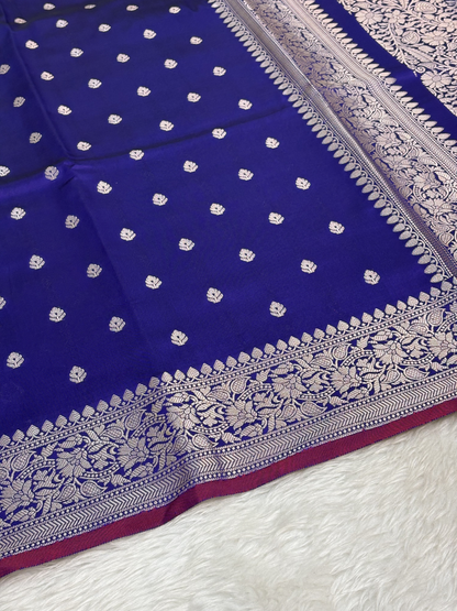 Royal Blue Katan Silk Banarasi Buti Saree