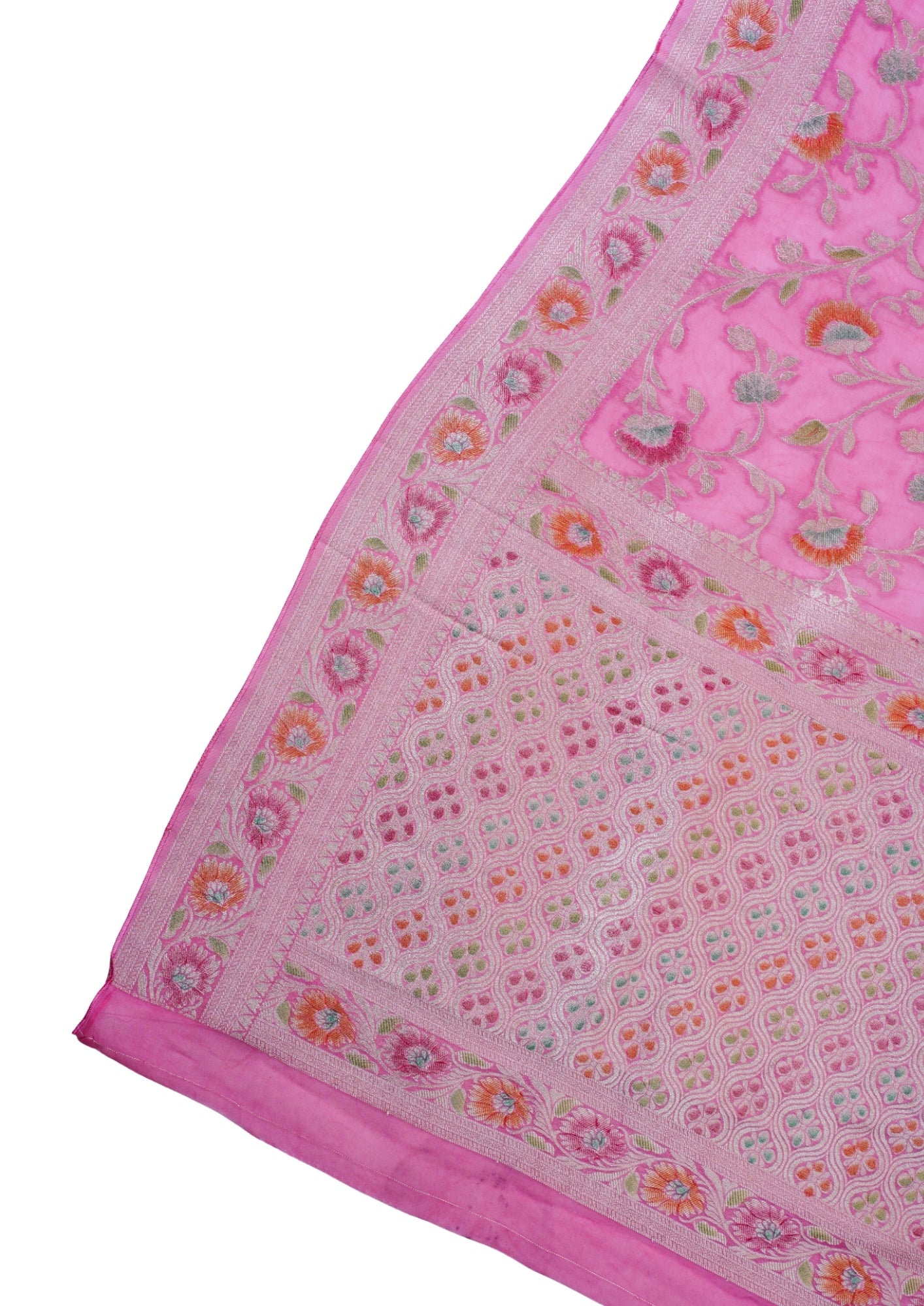 Rose Pink Khaddi Georgette Minakari Jaal Saree