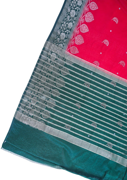 Rani Red Handloom Banarasi Matka Silk Saree