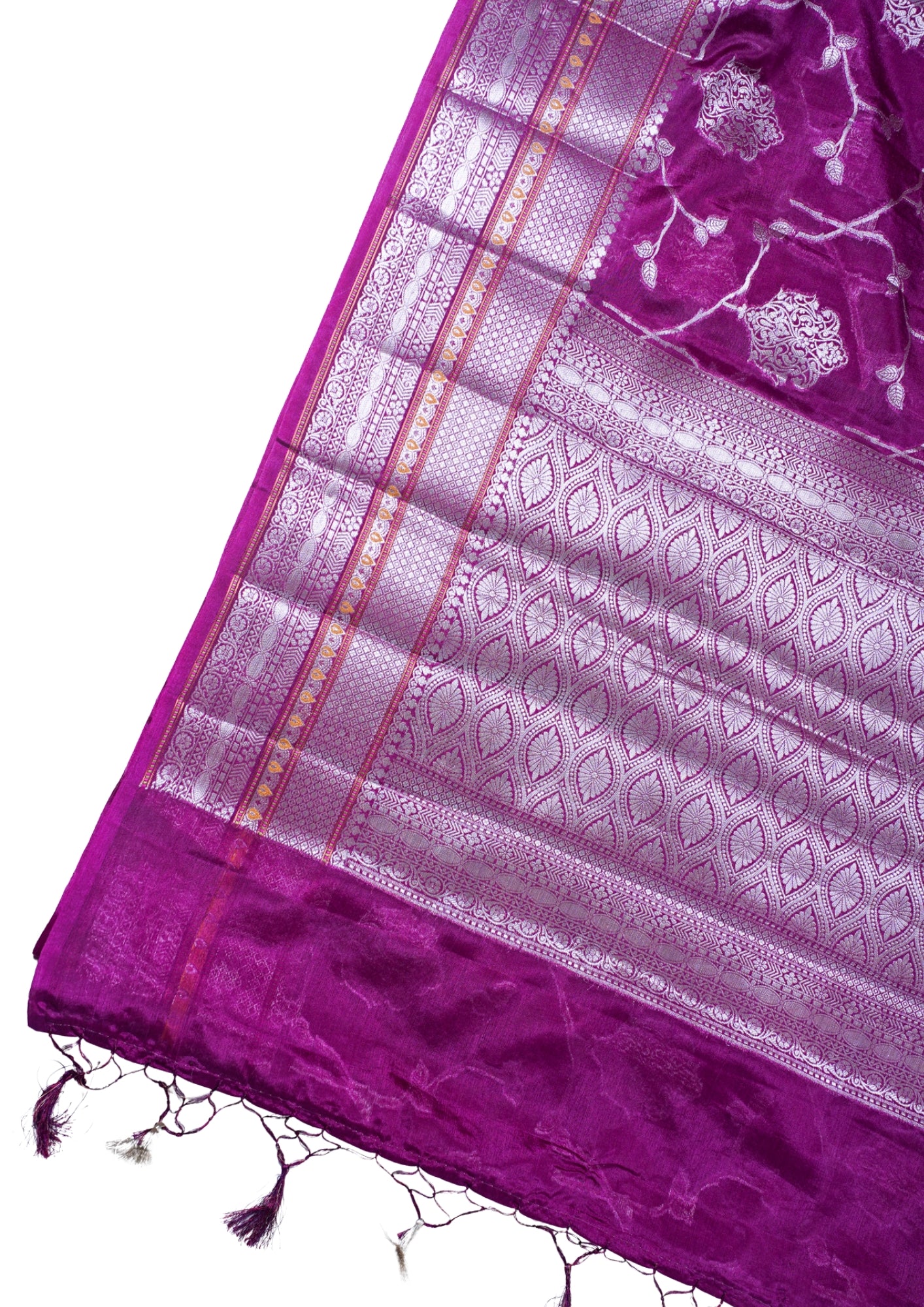 Magenta Pink Warm Silk Banarasi Jaal Saree