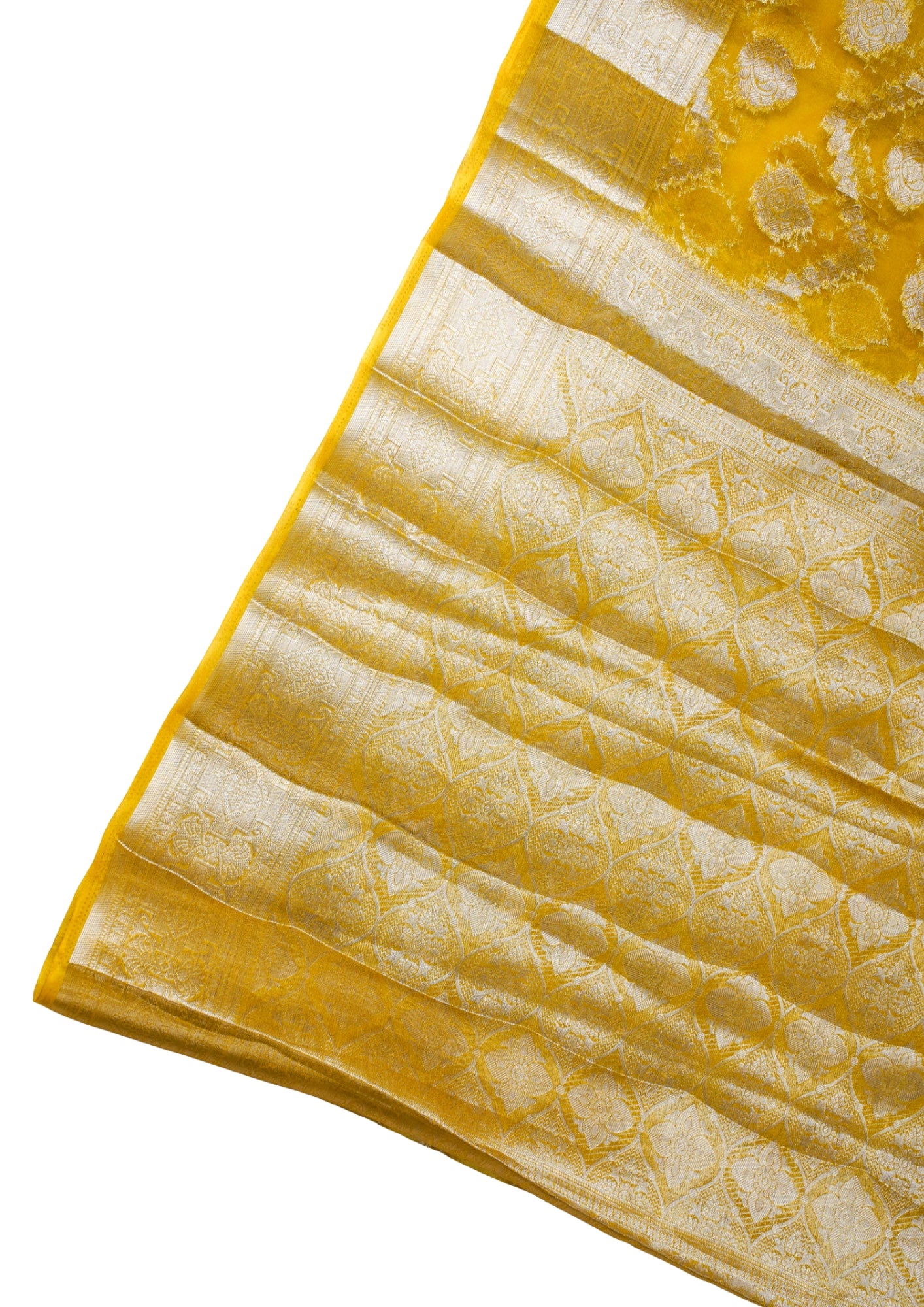 Yellow Organza Banarasi Jaal Weaving Saree