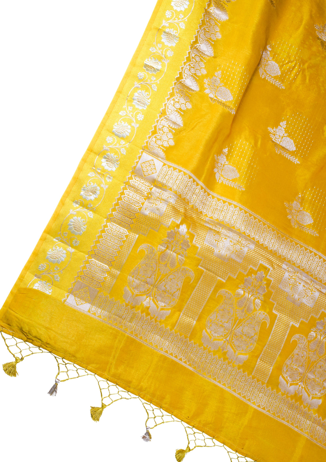 Mustard Yellow Warm Silk Banarasi Buta Saree