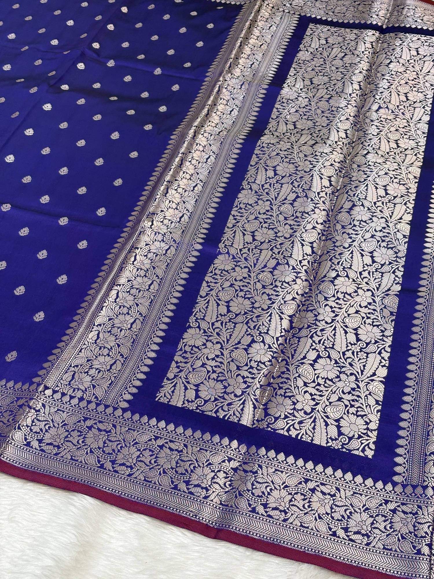 Royal Blue Katan Silk Banarasi Buti Saree