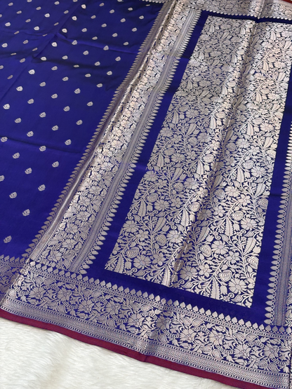 Royal Blue Katan Silk Banarasi Buti Saree