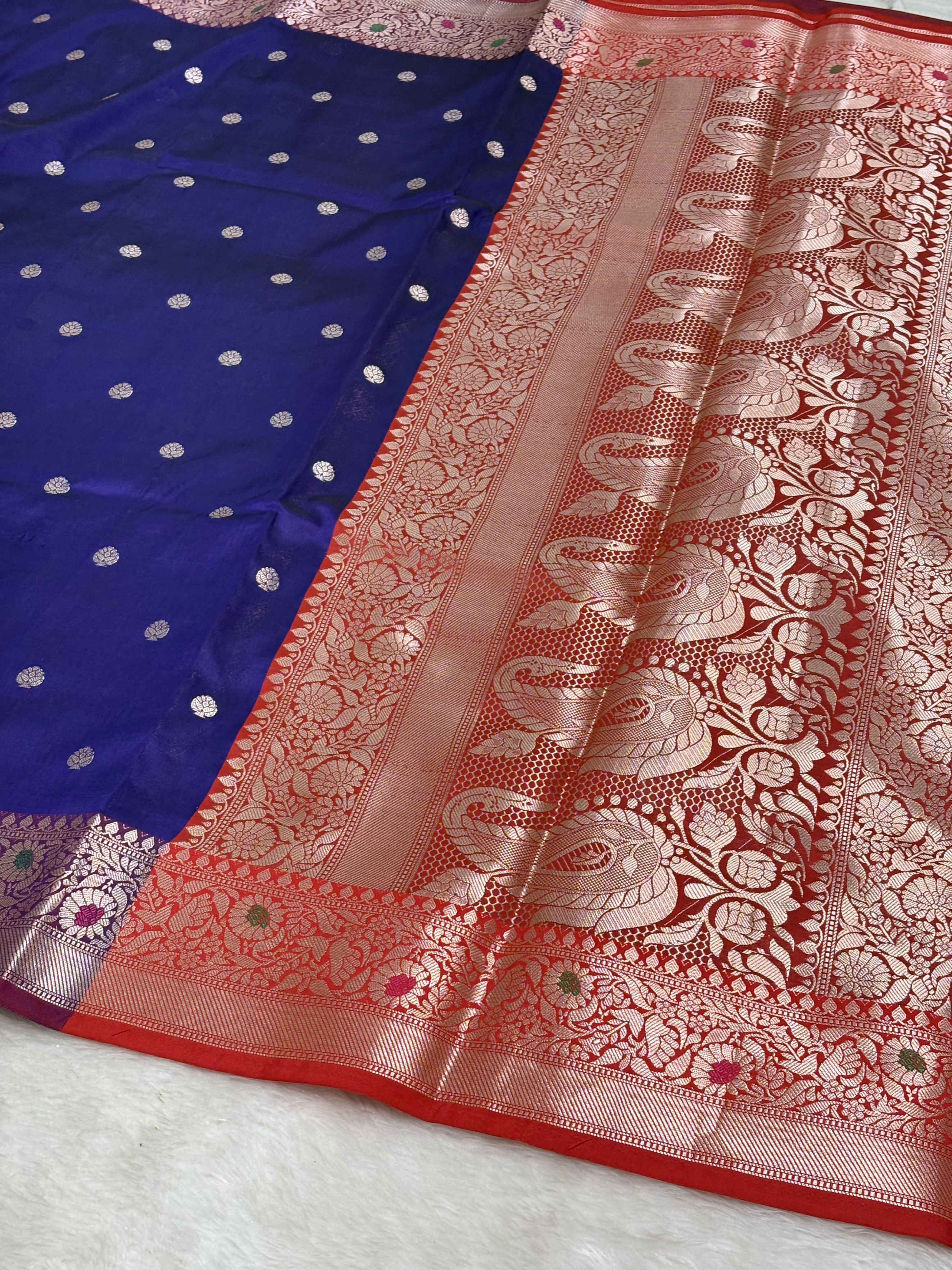 Royal Amethyst Purple Banarasi Minakari Border Katan Silk Buti Weaving Saree