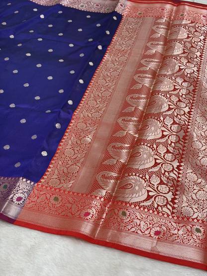 Royal Amethyst Purple Banarasi Minakari Border Katan Silk Buti Weaving Saree