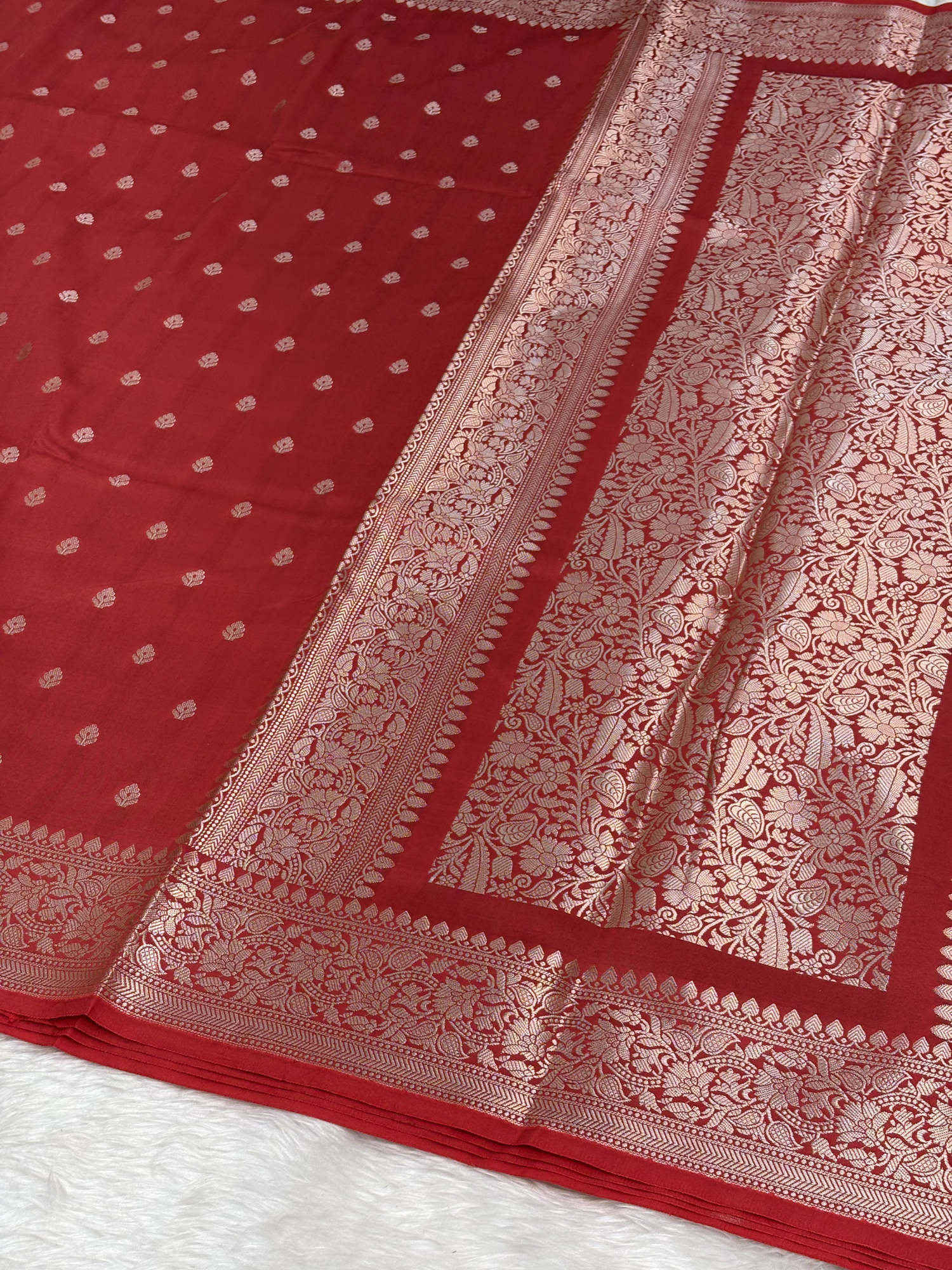 Royal Red Katan Silk Banarasi Buti Saree