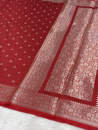Royal Red Katan Silk Banarasi Buti Saree