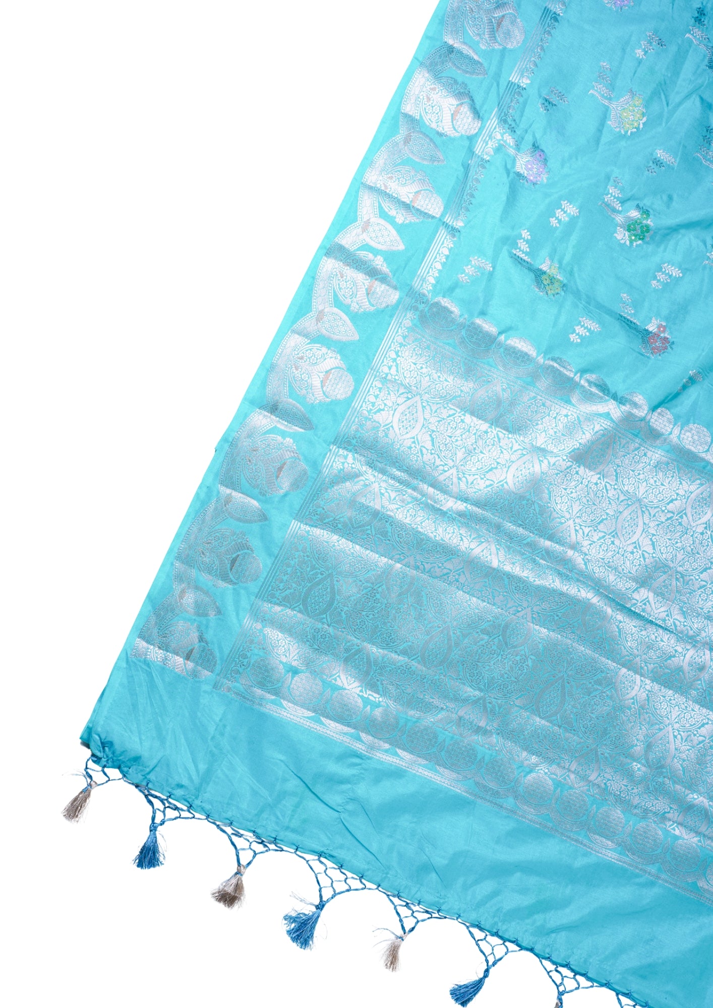 Aqua Blue Warm Silk Banarasi Minakari Buta Saree