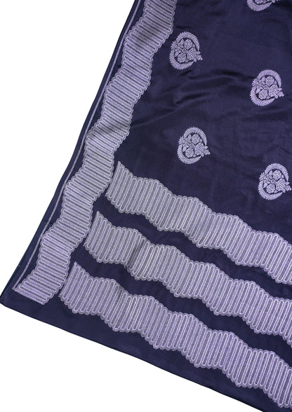 Midnight Blue Banarasi Mashru Katan silk saree