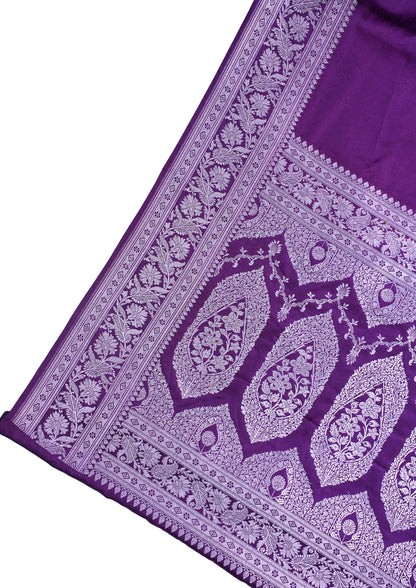 Royal Purple Banarasi Mashru Katan Silk Saree