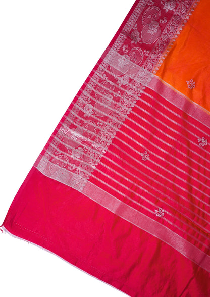 Orange Handloom Banarasi Matka Silk Saree