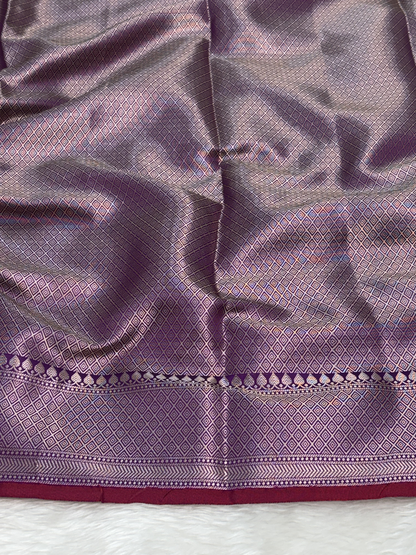 Royal Orchid Purple Katan Silk Banarasi Buti Saree
