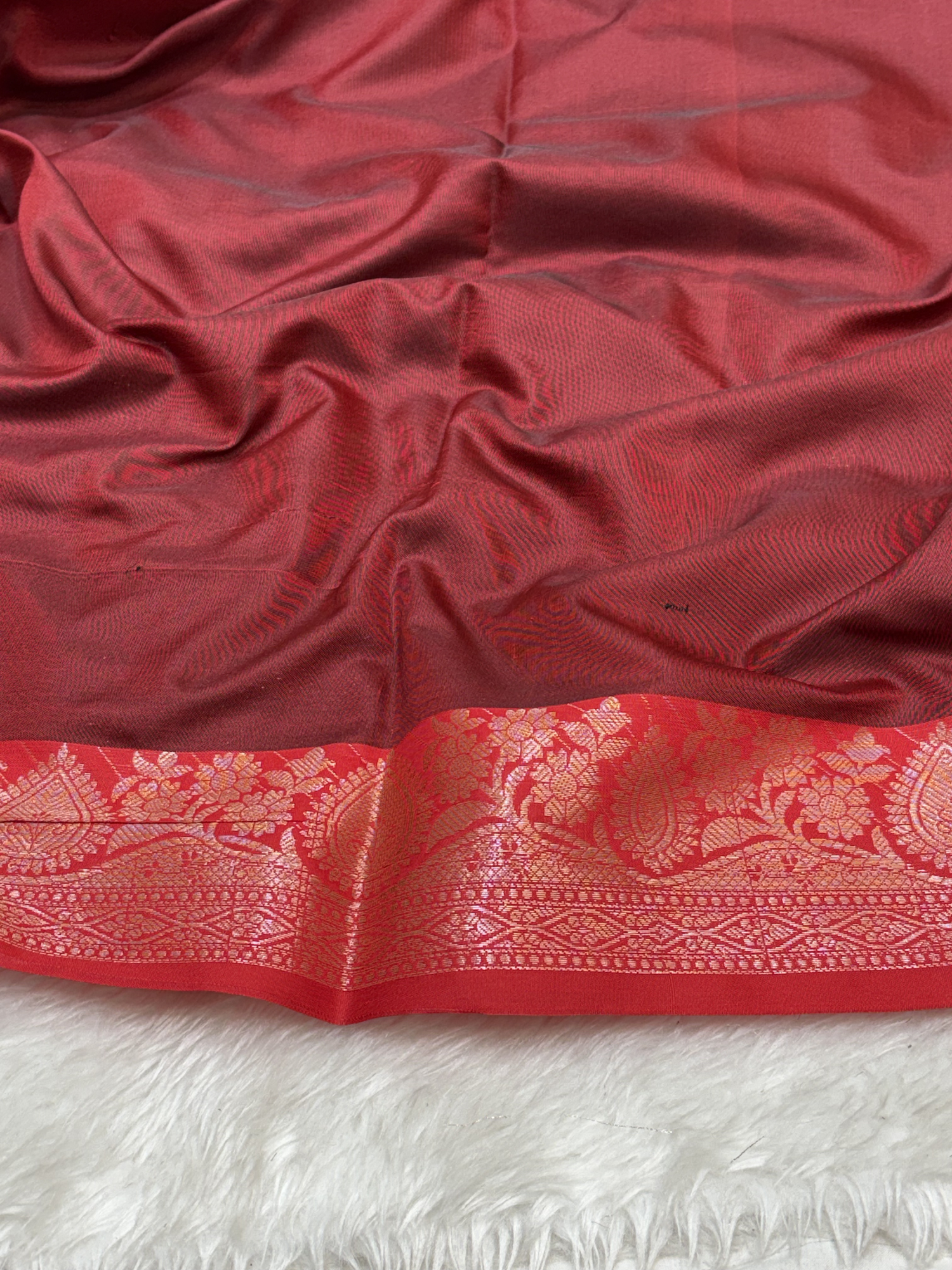 Deep Cocoa Brown Soft Banarasi Katan Silk Buta Saree