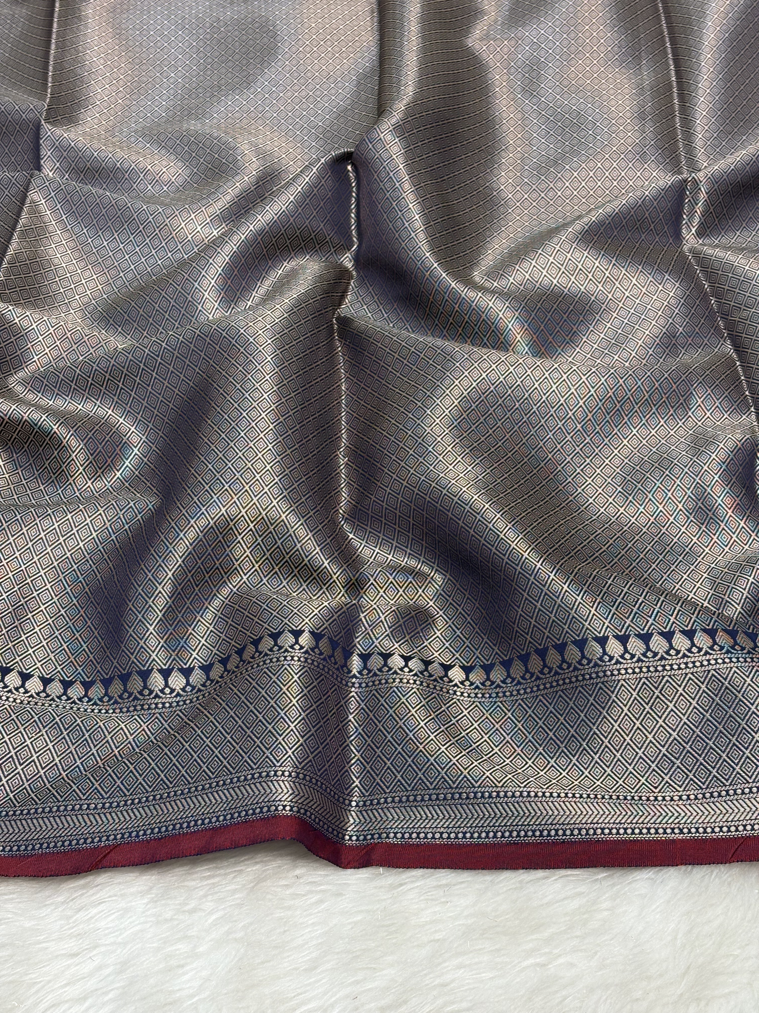 Royal Navy Blue Katan Silk Banarasi Buti Saree