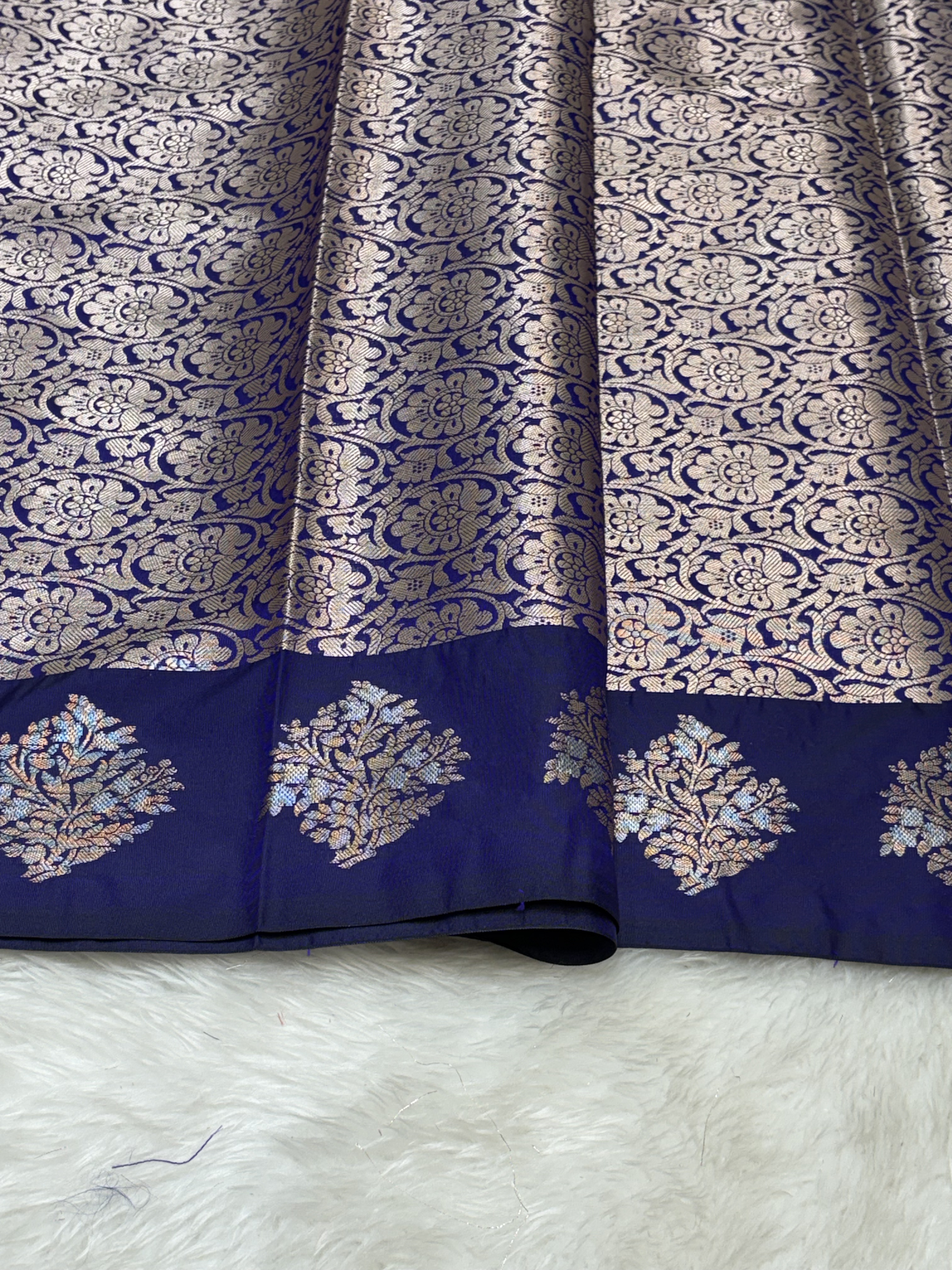 Royal Amethyst Purple Banarasi Katan Silk Saree with Satin Border