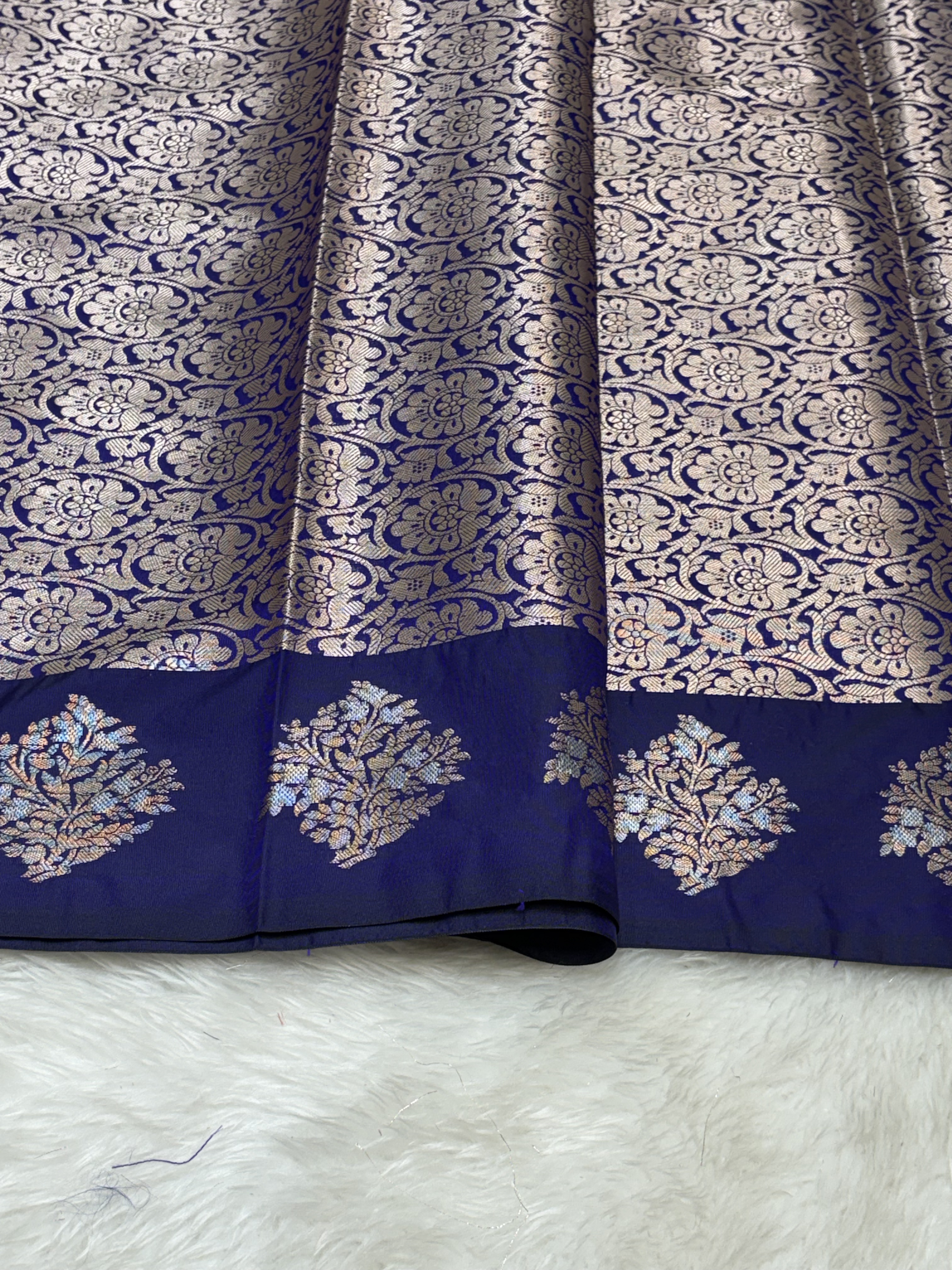 Royal Amethyst Purple Banarasi Katan Silk Saree with Satin Border