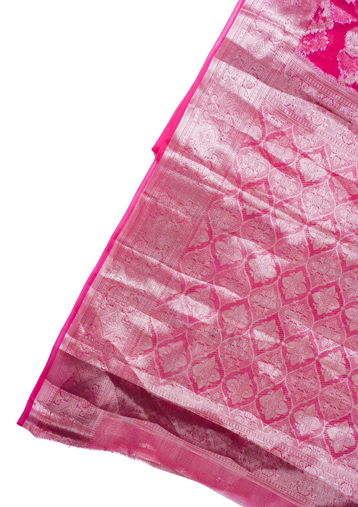 Rani Pink Organza Banarasi Jaal Weaving Saree