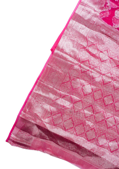 Rani Pink Organza Banarasi Jaal Weaving Saree