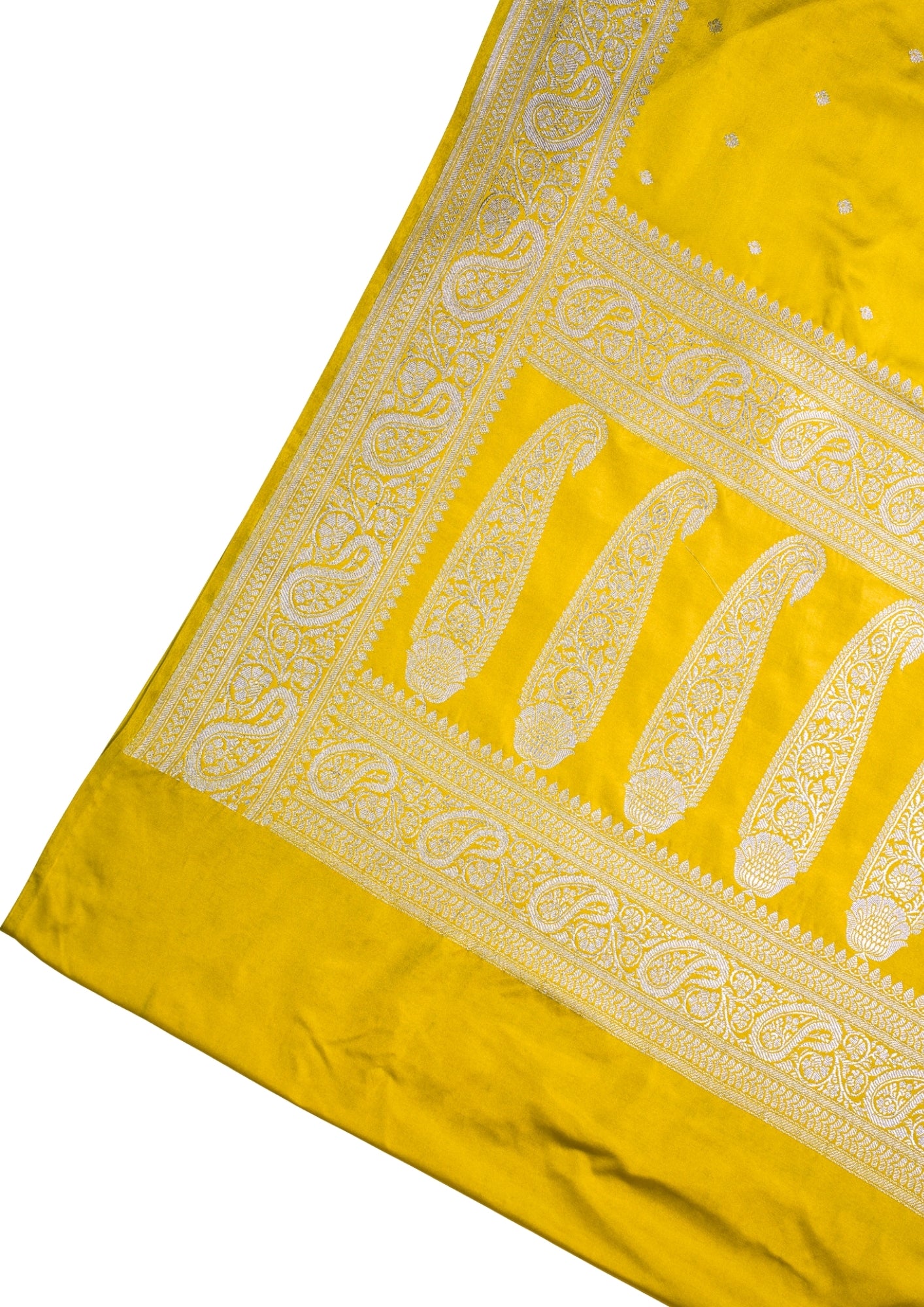 Mustard Yellow Banarasi Mashru Katan Silk Saree