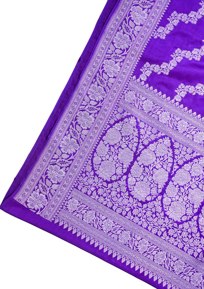 Royal Purple Banarasi Mashru Katan Silk Saree