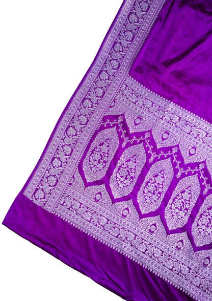 Rani Purple Banarasi Mashru Katan Silk Saree