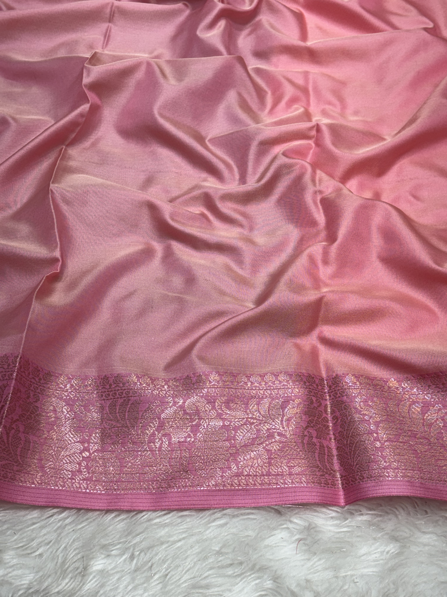 Smoky Ash Grey Soft Banarasi Katan Silk Buta Weaving Saree