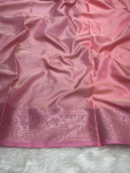 Smoky Ash Grey Soft Banarasi Katan Silk Buta Weaving Saree