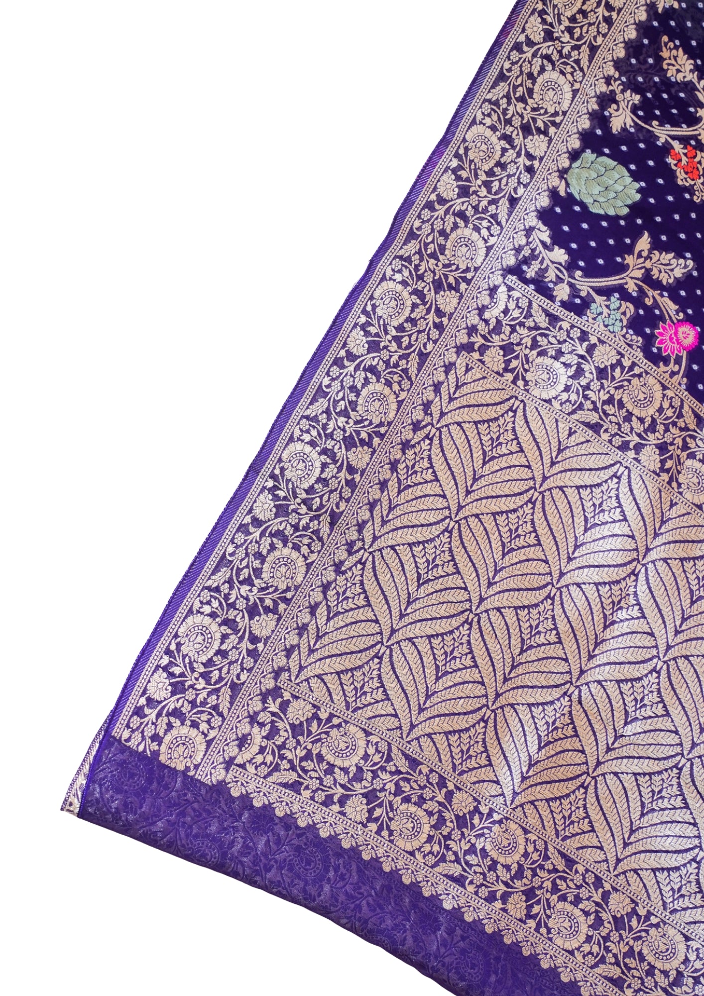 Royal Purple Khaddi Georgette Minakari Jaal Bandhej Saree