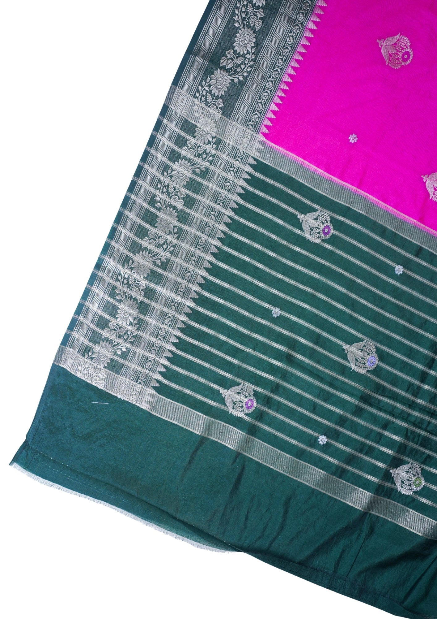 Bright Magenta Pink Handloom Banarasi Matka Silk Saree