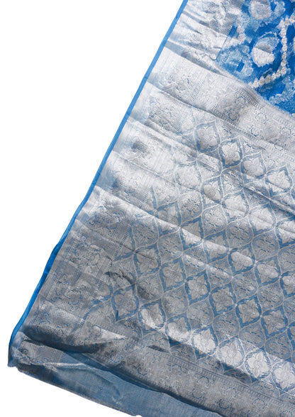 Royal Blue Organza Banarasi Jaal Weaving Saree