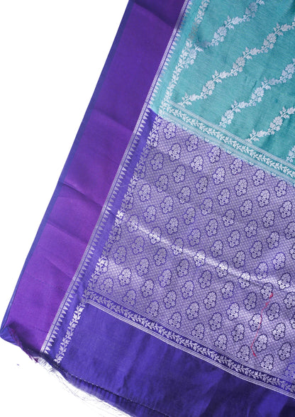 Teal Green Pure Viscose Silk Aada Jamal Saree