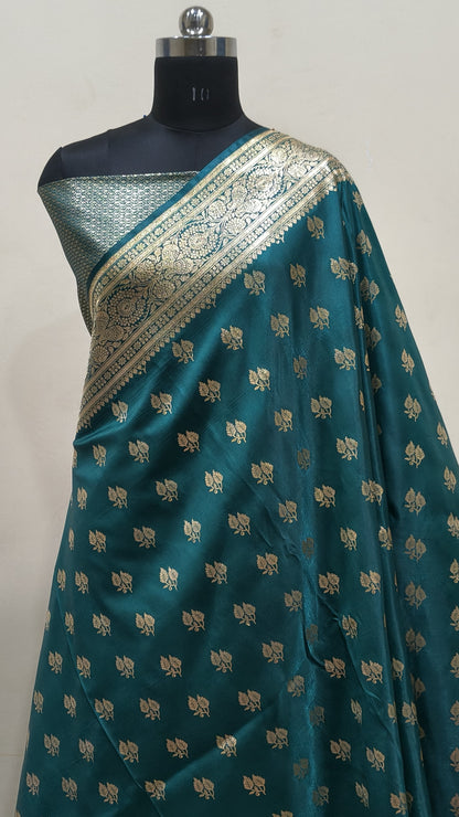 Teal Green Banarasi Satin Silk