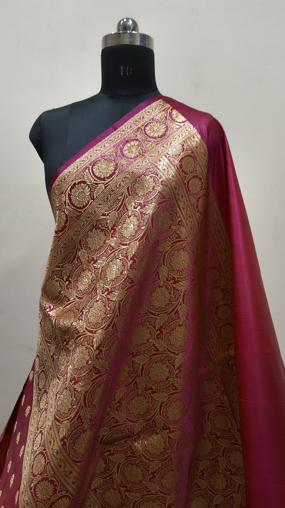 Magenta Pink Banarasi Satin Silk