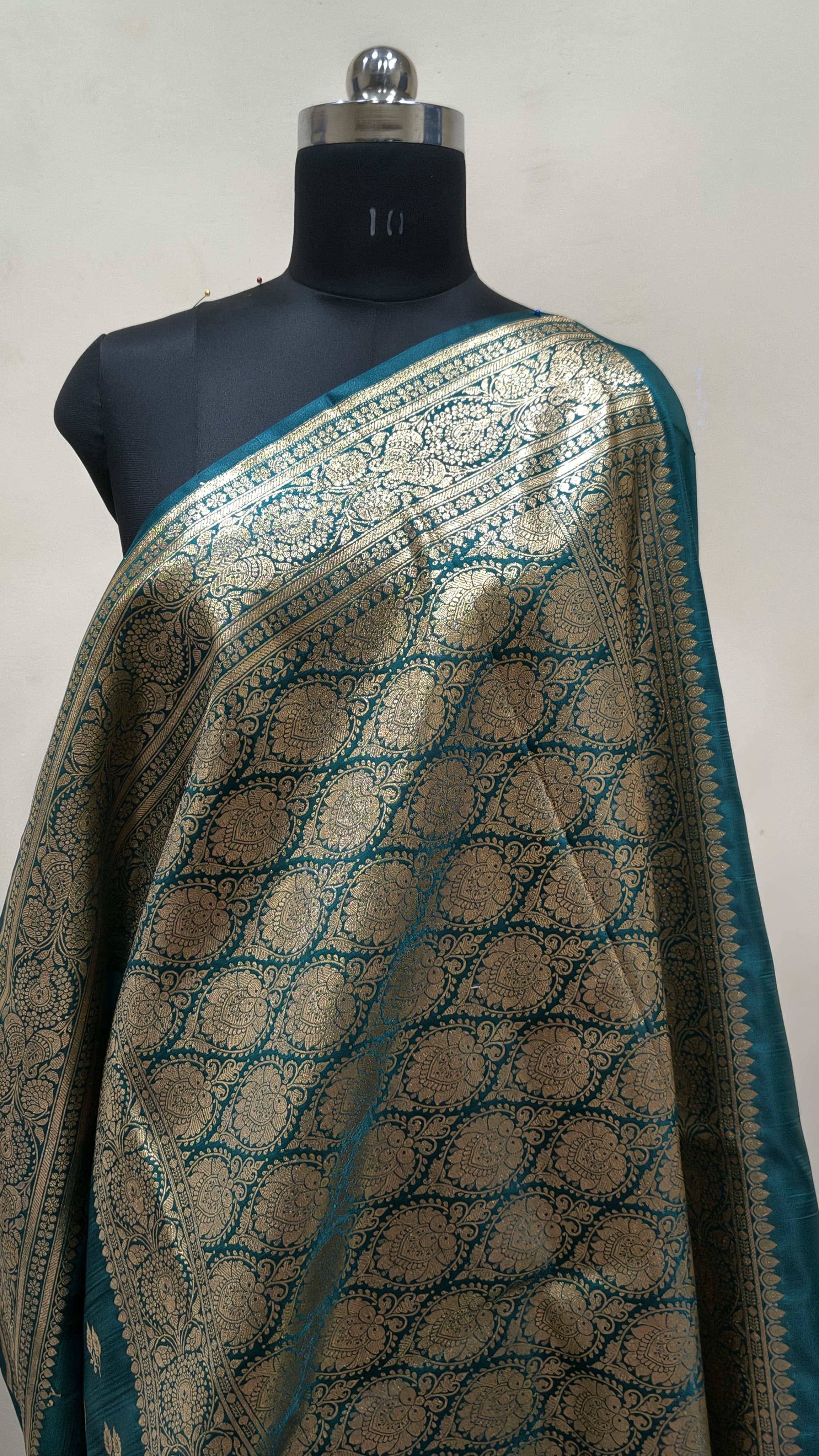 Teal Green Banarasi Satin Silk