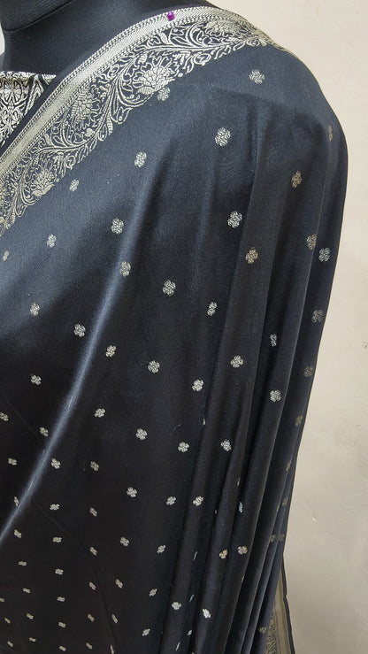 Jet Black Banarasi Saree Banarasi Resham Silk