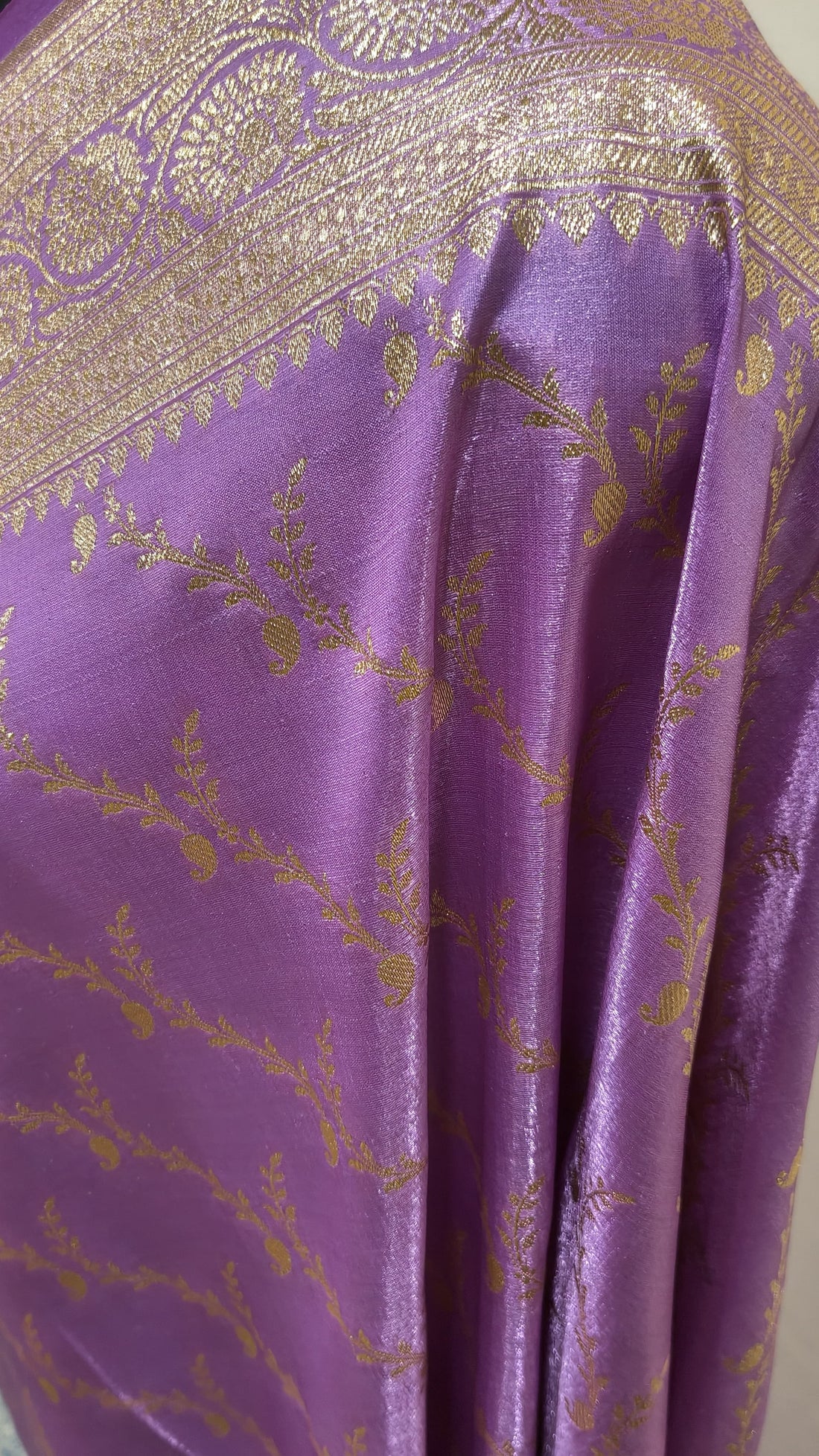 Lavender Banarasi Satin Silk