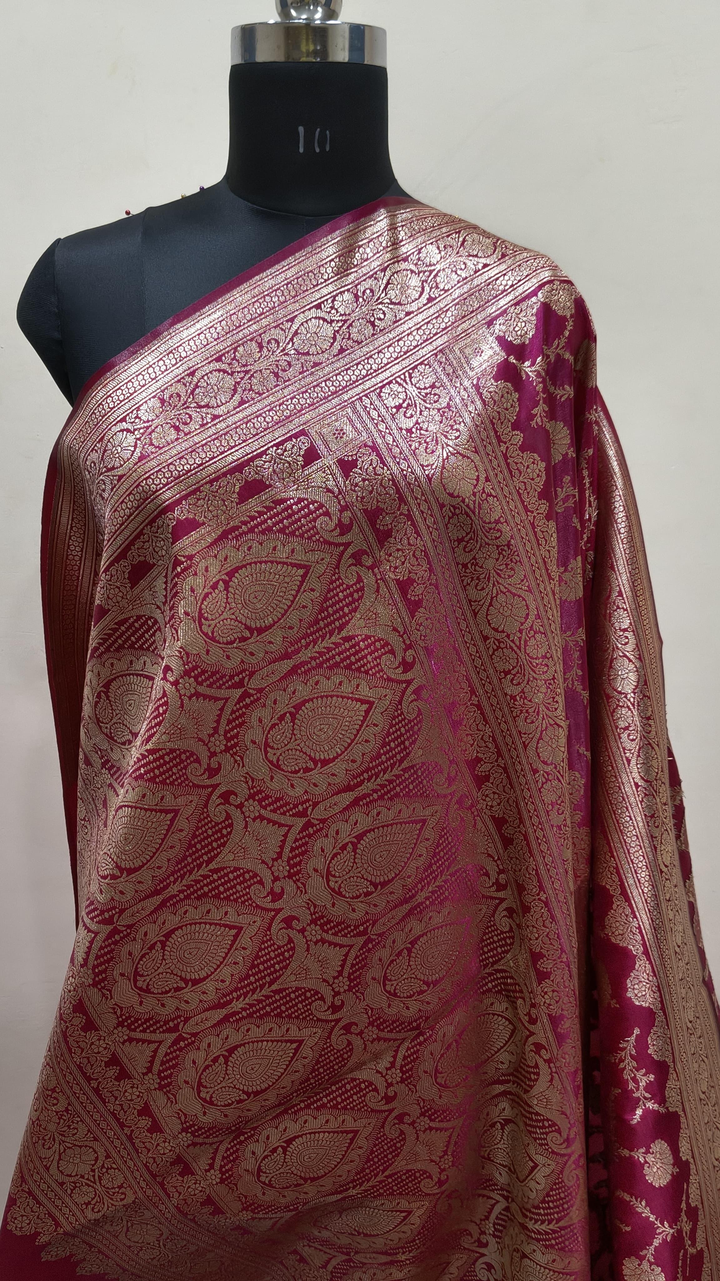Wine Maroon Banarasi Satin Silk
