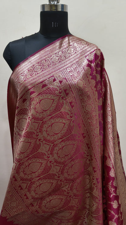 Wine Maroon Banarasi Satin Silk