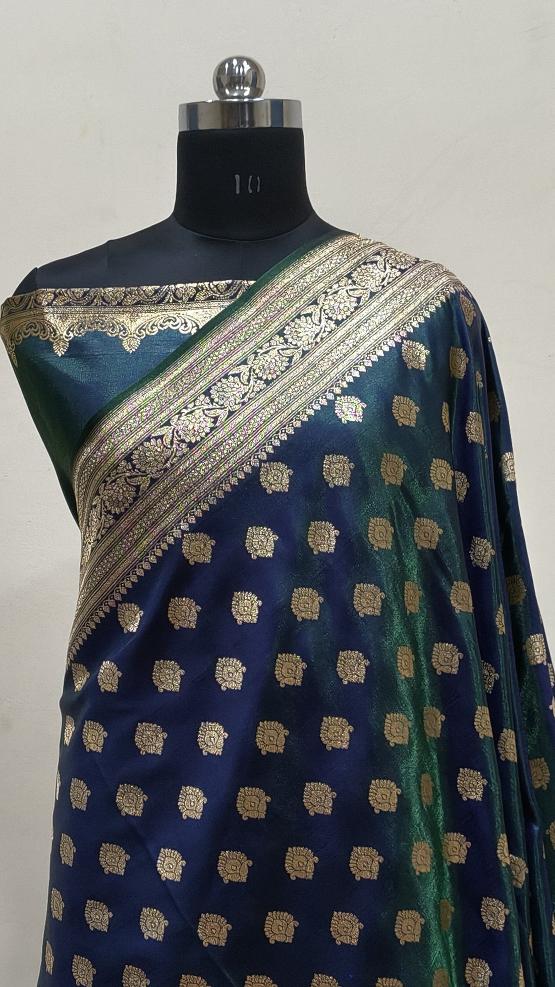 Teal Green Banarasi Satin Silk
