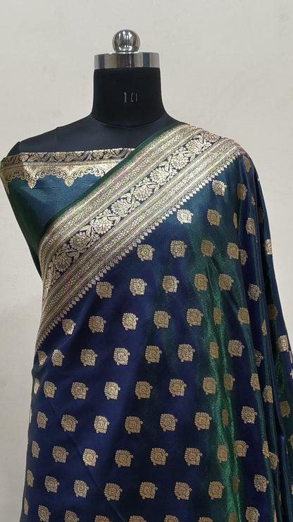 Teal Green Banarasi Satin Silk