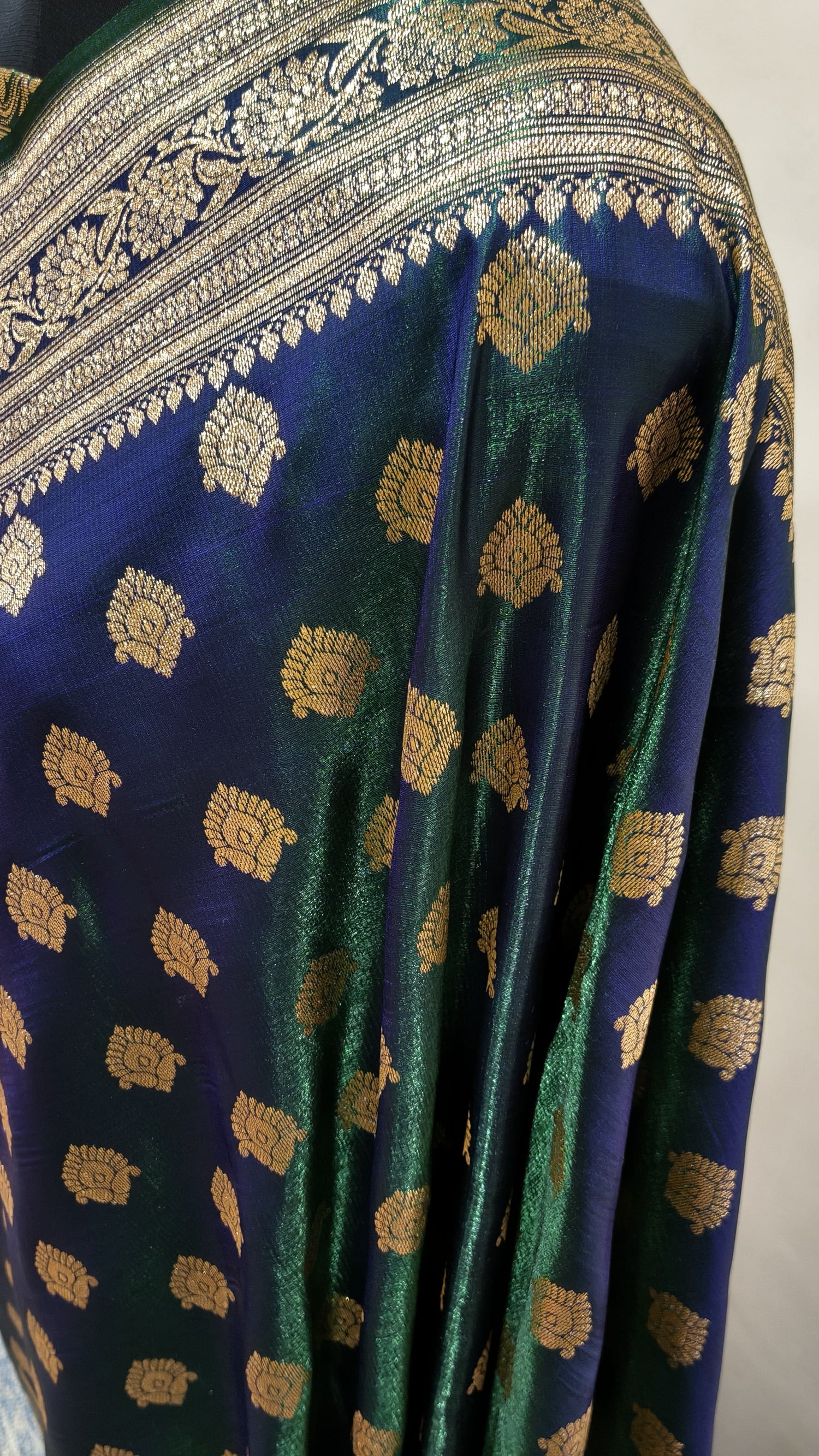 Teal Green Banarasi Satin Silk